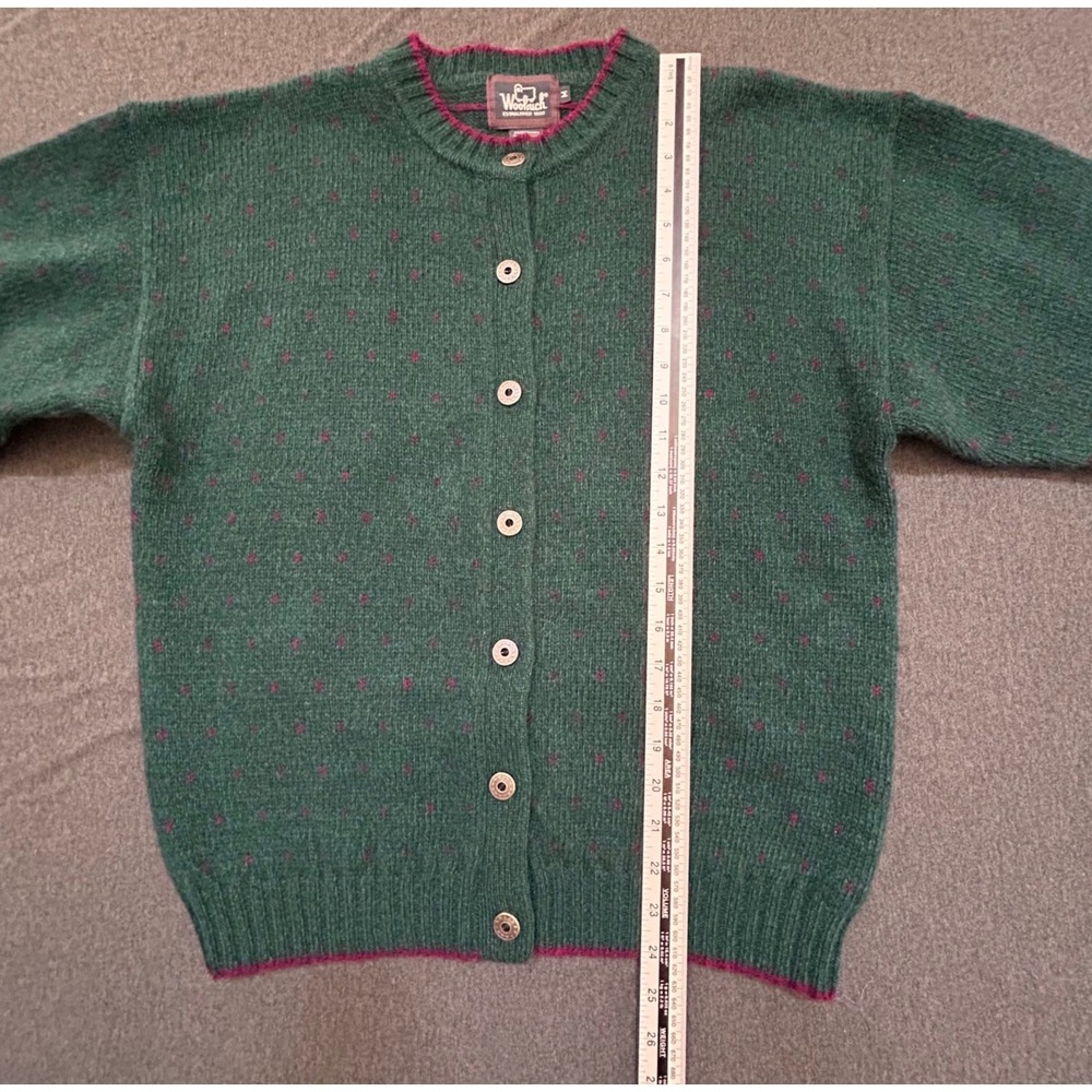 Vintage Woolrich Mallard Cardigan Sweater Womens M Green Wool Hong Kong - Picture 10 of 12